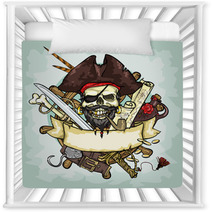 Pirate Skull Logo Design Vector Illustrations With Space For Nursery Decor 87460198
