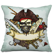 Pirate Skull Logo Design Vector Illustrations With Space For Pillows 87460198
