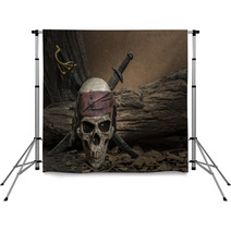 Pirate Skull With Two Swords Backdrops 123883659