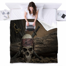 Pirate Skull With Two Swords Blankets 123883659