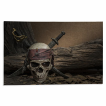 Pirate Skull With Two Swords Rugs 123883659