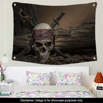 Pirate Skull With Two Swords Wall Art 123883659