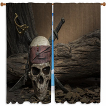 Pirate Skull With Two Swords Window Curtains 123883659