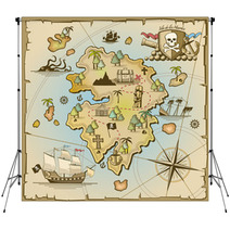 Pirate Treasure Island Vector Map Backdrops 95611259