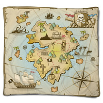Pirate Treasure Island Vector Map Blankets 95611259