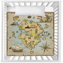 Pirate Treasure Island Vector Map Nursery Decor 95611259