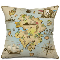Pirate Treasure Island Vector Map Pillows 95611259