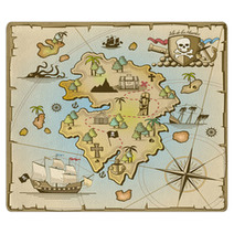 Pirate Treasure Island Vector Map Rugs 95611259