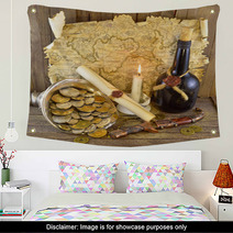 Pirate Treasures With Candle_2 Wall Art 49391235