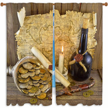 Pirate Treasures With Candle_2 Window Curtains 49391235