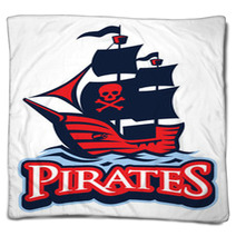 Pirate Vessel Mascot Blankets 136186564