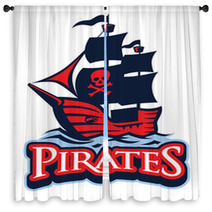 Pirate Vessel Mascot Window Curtains 136186564