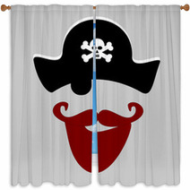 Pirate With Red Beard Window Curtains 51488214