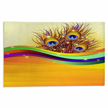 Piume Pavone Sfondo-Peacock Feathers Card-Vector Rugs 38492032