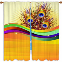Piume Pavone Sfondo-Peacock Feathers Card-Vector Window Curtains 38492032