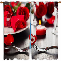 Place Setting For Valentine's Day Window Curtains 58128924
