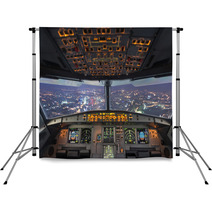 Plane Cockpit And City Of Night Backdrops 84975929