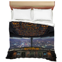Plane Cockpit And City Of Night Bedding 84975929