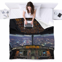 Plane Cockpit And City Of Night Blankets 84975929