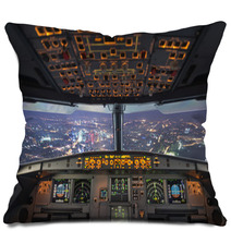 Plane Cockpit And City Of Night Pillows 84975929