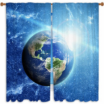 Planet Earth In Space Window Curtains 60048246