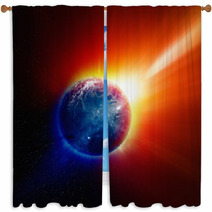 Planet Earth In Space Window Curtains 67674223