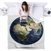 Planet Earth White Isolated Blankets 58820926