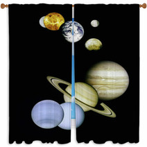 Planets In Outer Space. Window Curtains 2960239
