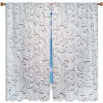 Plaster Background Floral Pattern Window Curtains 128015402