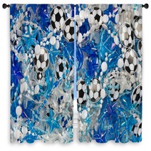 Plastic Blue And White Beads Soccer Balls Stars And Dolphins Abstract Background With A Shallow Depth Of Field Window Curtains 175143672