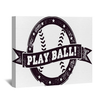 Play Ball Baseball Stamp Wall Art 48575888