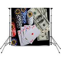 Poker Chips Playing Cards And Dollars Backdrops 66243317