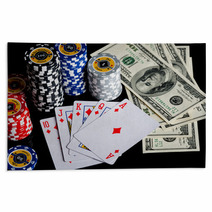Poker Chips Playing Cards And Dollars Rugs 66243317
