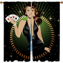 Poker Lady Window Curtains 28276748