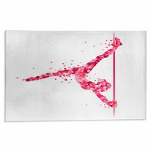 Pole Dance Woman Silhouette Of Rose Petals Rugs 118529265