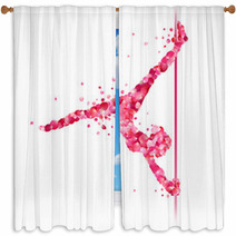 Pole Dance Woman Silhouette Of Rose Petals Window Curtains 118529265