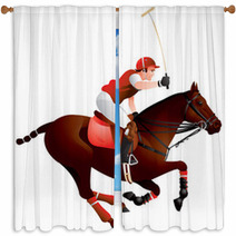 Polo Horse And Player Window Curtains 35393307