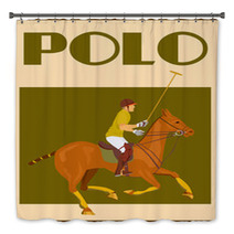 Polo Player On Horse Poster Bath Decor 65868535