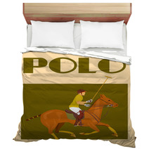 Polo Player On Horse Poster Bedding 65868535