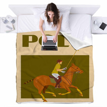 Polo Player On Horse Poster Blankets 65868535
