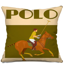 Polo Player On Horse Poster Pillows 65868535