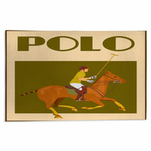 Polo Player On Horse Poster Rugs 65868535