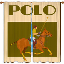 Polo Player On Horse Poster Window Curtains 65868535