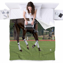 Polo Rider Aiming For The Ball Blankets 44721987