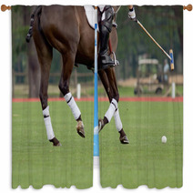 Polo Rider Aiming For The Ball Window Curtains 44721987