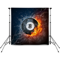 Pool Billiards 8 Ball With Fire And Lightning Backdrops 25479965