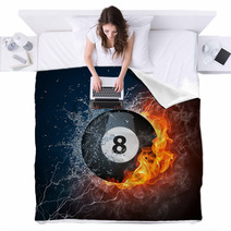 Pool Billiards 8 Ball With Fire And Lightning Blankets 25479965