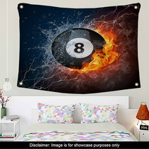 Pool Billiards 8 Ball With Fire And Lightning Wall Art 25479965