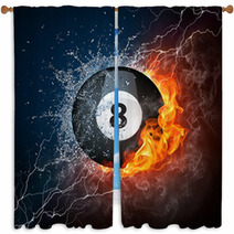 Pool Billiards 8 Ball With Fire And Lightning Window Curtains 25479965