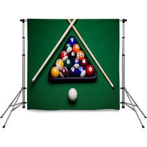 Pool Game Balls Against A Green Backdrops 29256640